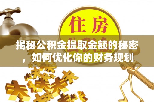 夏河揭秘公积金提取金额的秘密，如何优化你的财务规划