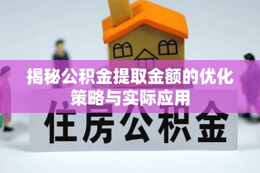 夏河揭秘公积金提取金额的优化策略与实际应用