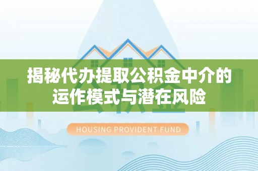 夏河揭秘代办提取公积金中介的运作模式与潜在风险